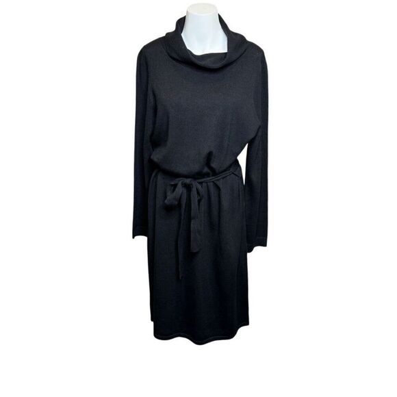 Talbots black wool turtleneck belted sweater dress size XL - Picture 1 of 13